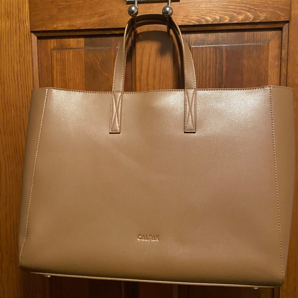 Calpak Tan Laptop Tote Bag